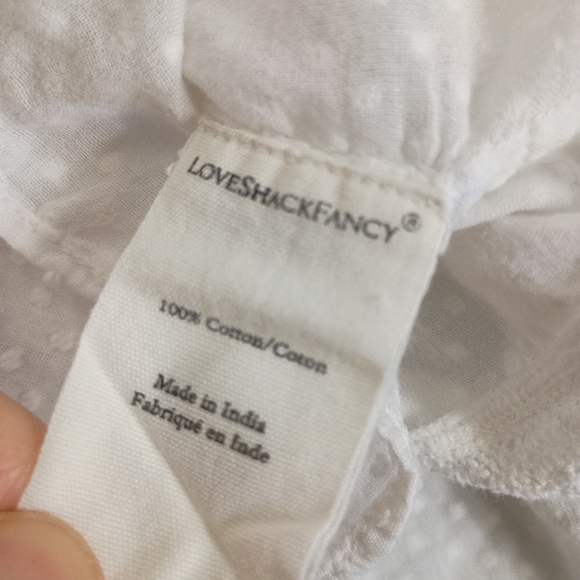 Love Shack Fancy Rochelle Top Small White Lace Puffy Long Sleeve Boho Whimsical - Picture 10 of 11